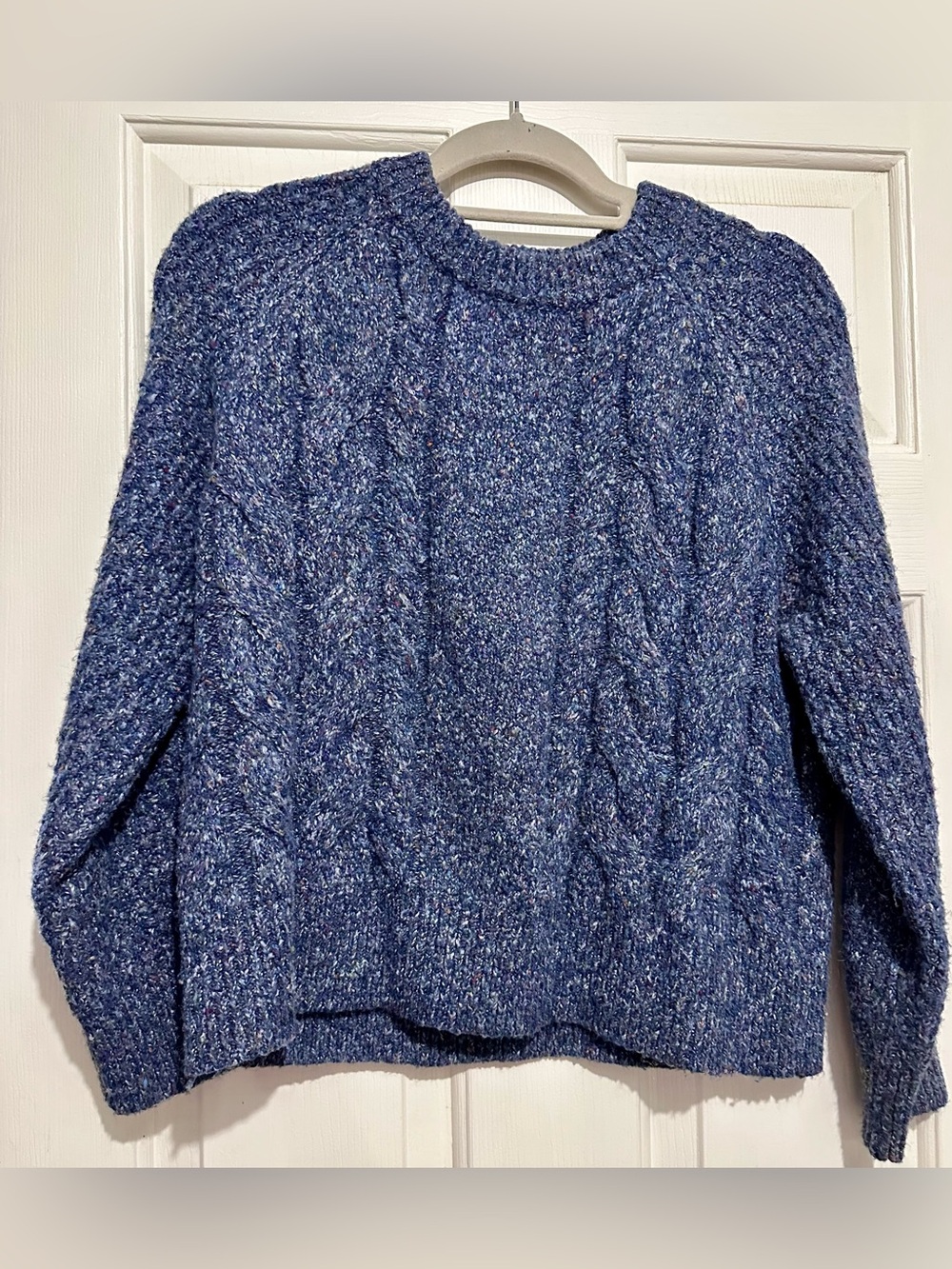 Maurices Blue Speckled Cable-Knit Crewneck Sweater